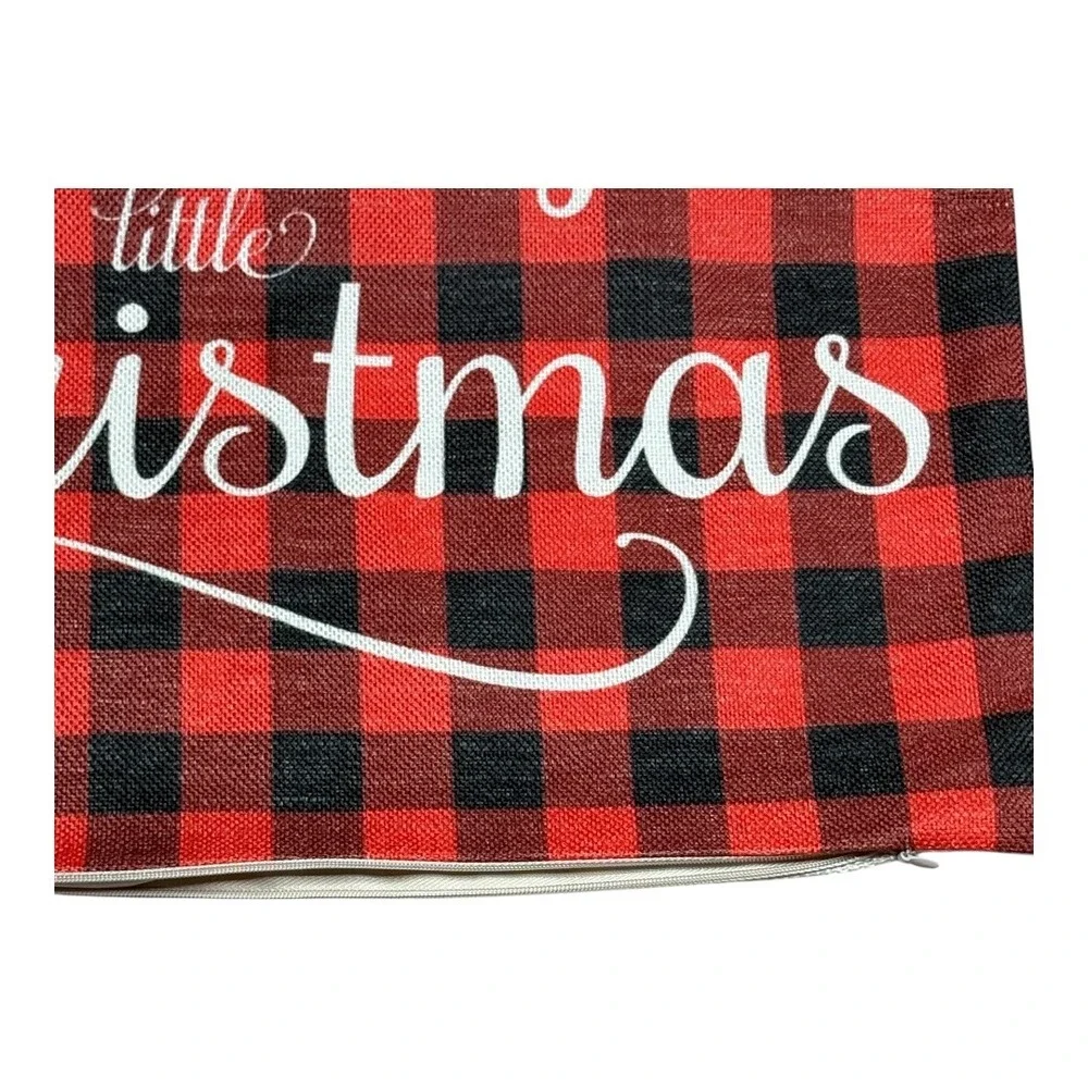 Christmas Pillow Cover Red‎ Buffalo Plaid Merry Christmas Holiday 17 x 17